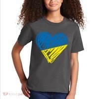 Stand With Ukraine Scribble Heart Ukrainian Flag Kids T-Shirt thumb 2