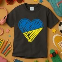 Stand With Ukraine Scribble Heart Ukrainian Flag Kids T-Shirt thumb 3