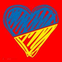 Stand With Ukraine Scribble Heart Ukrainian Flag Santa Hat thumb 1
