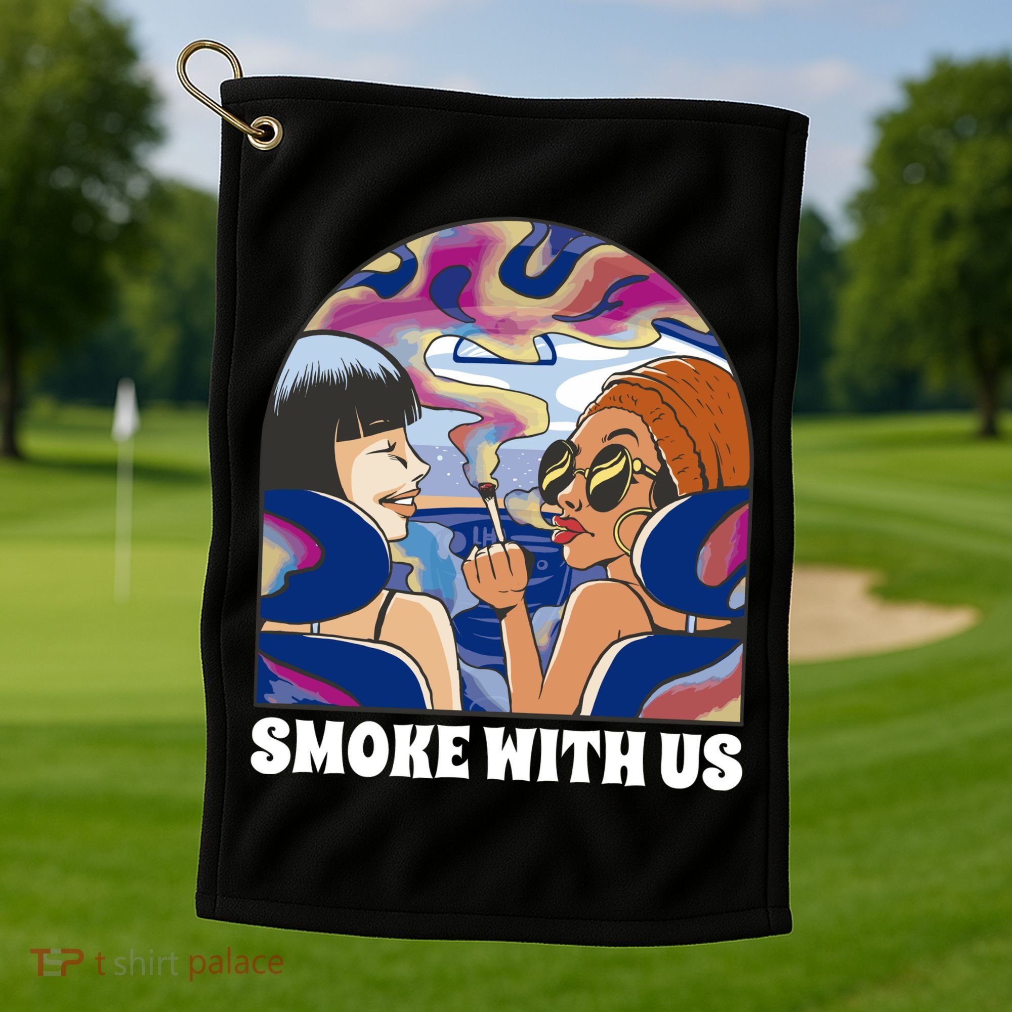 Smoke With Us Weed Females Golf Towel