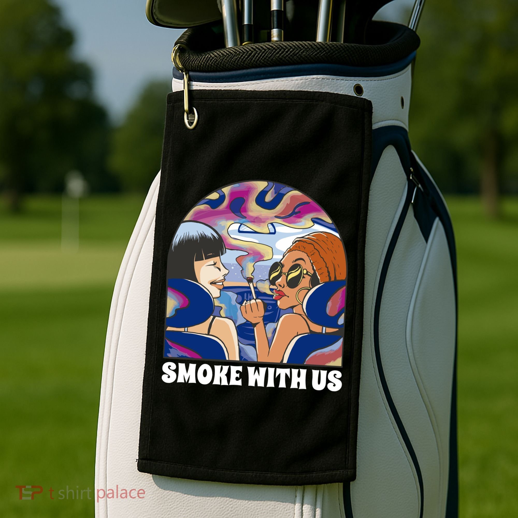 Smoke With Us Weed Females Golf Towel
