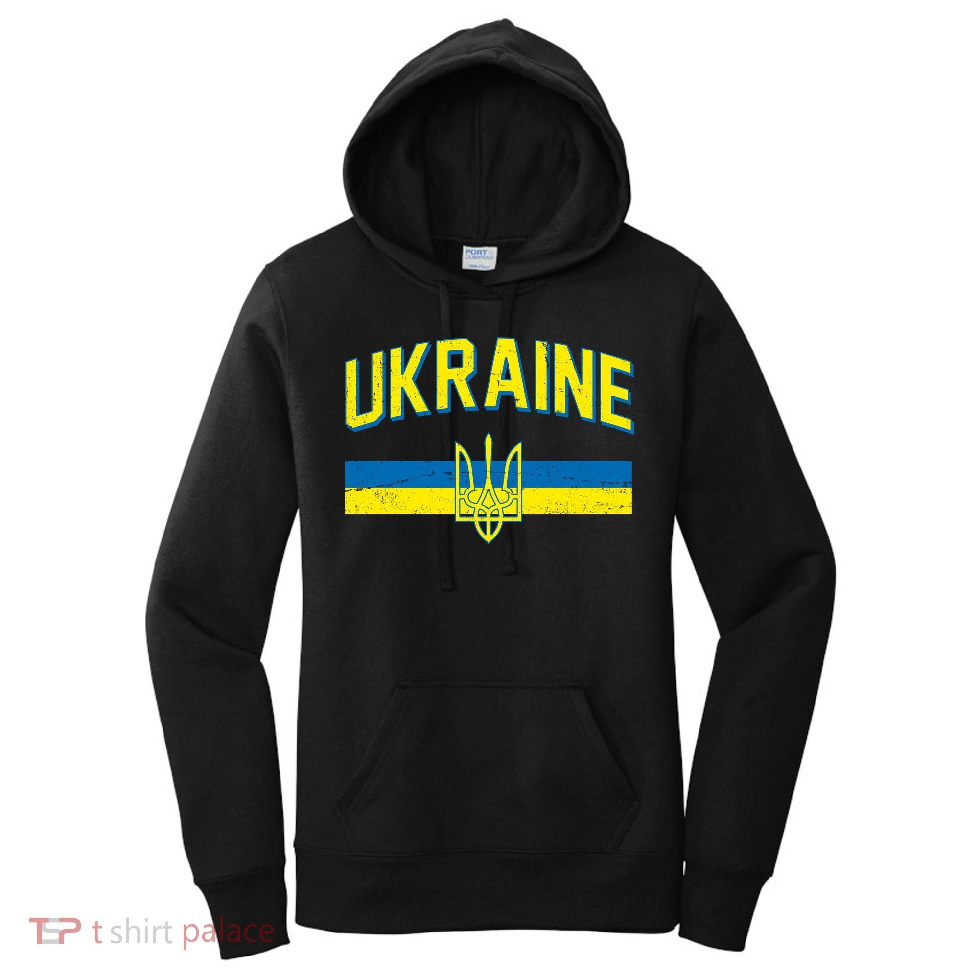 Stand With Ukraine Ukrainian Flag Coat Of Arms Women's Hoodie
