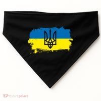 Stand With Ukraine Painted Distressed Ukrainian Flag Symbol USA-Made Doggie Bandana thumb 0