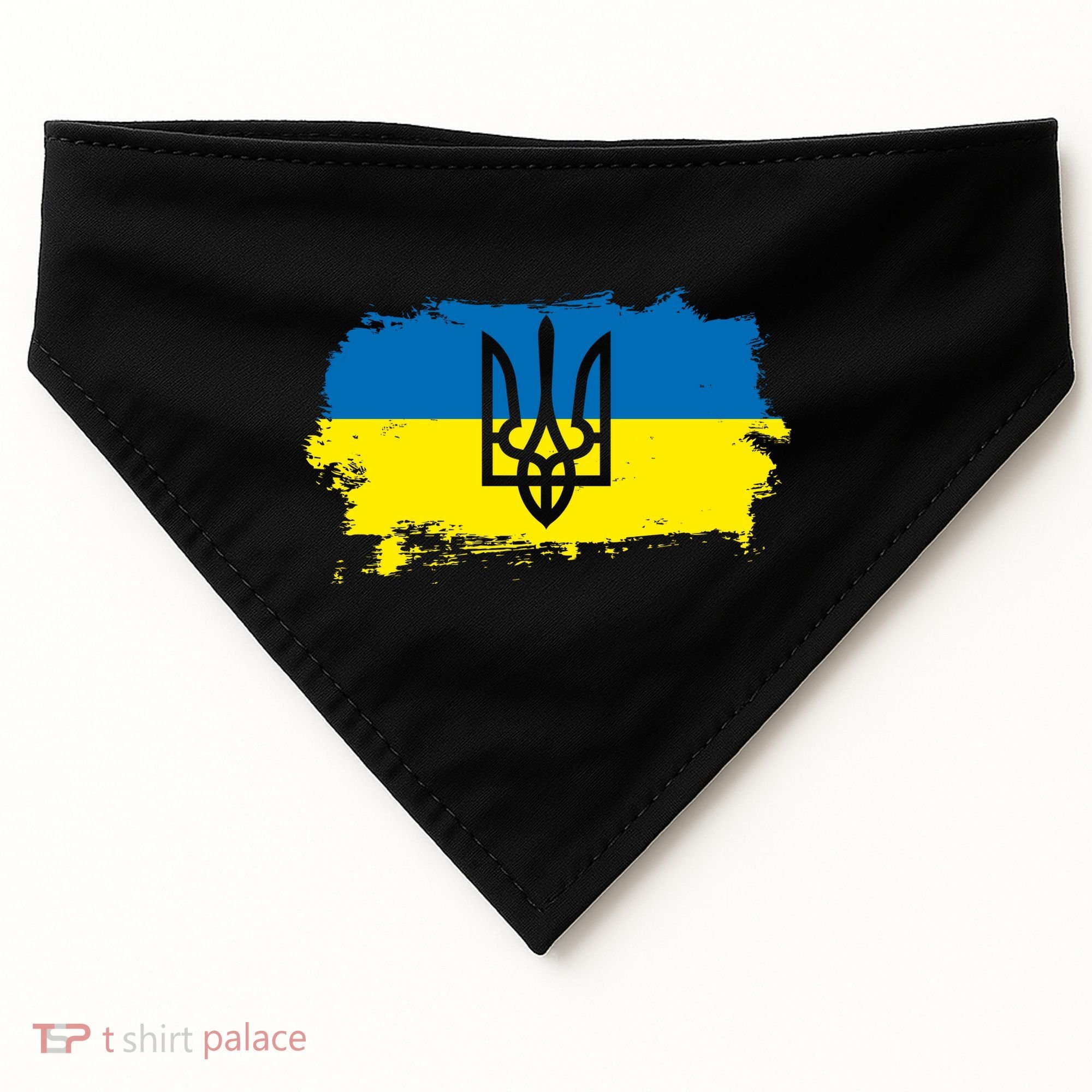 Stand With Ukraine Painted Distressed Ukrainian Flag Symbol USA-Made Doggie Bandana