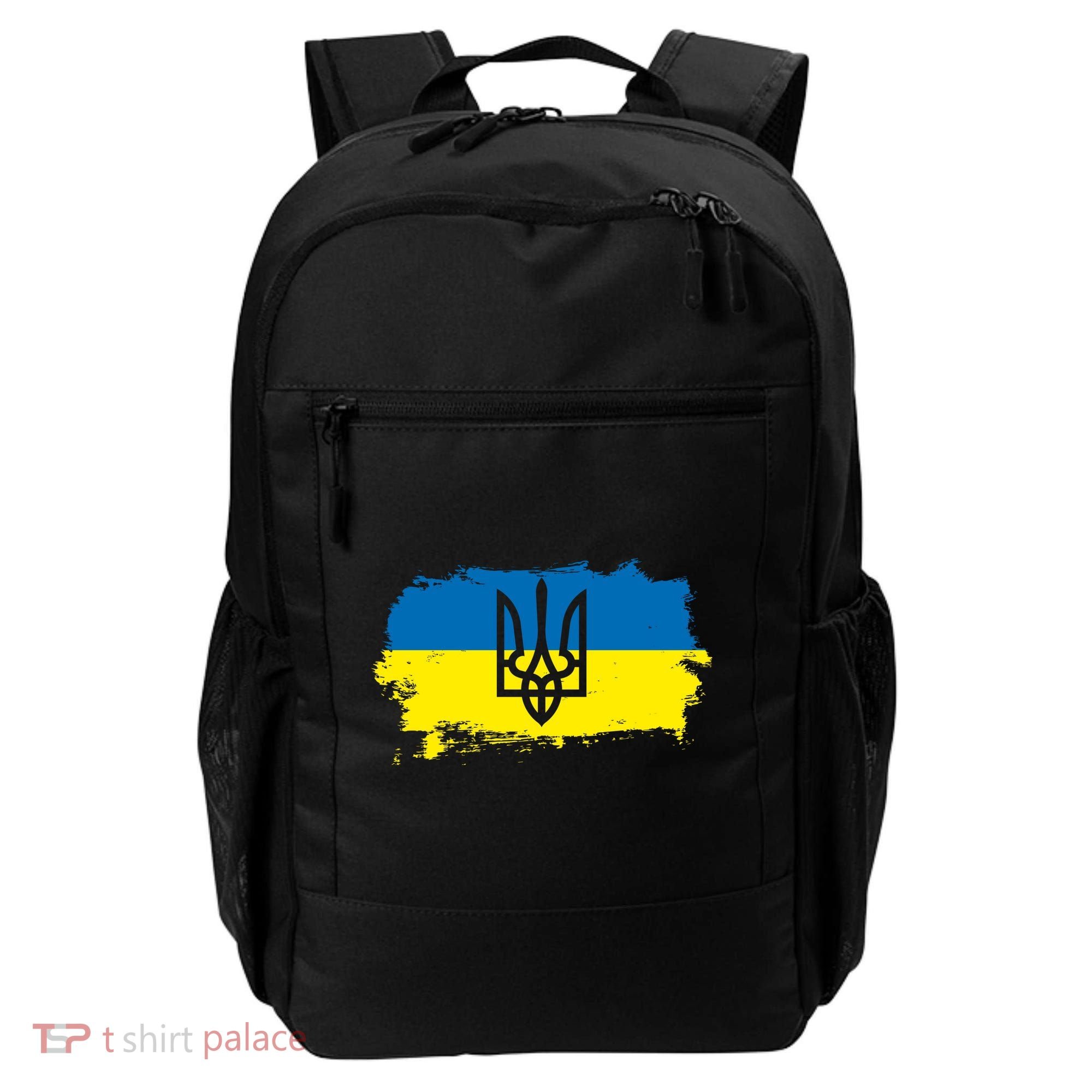 Stand With Ukraine Painted Distressed Ukrainian Flag Symbol Backpack