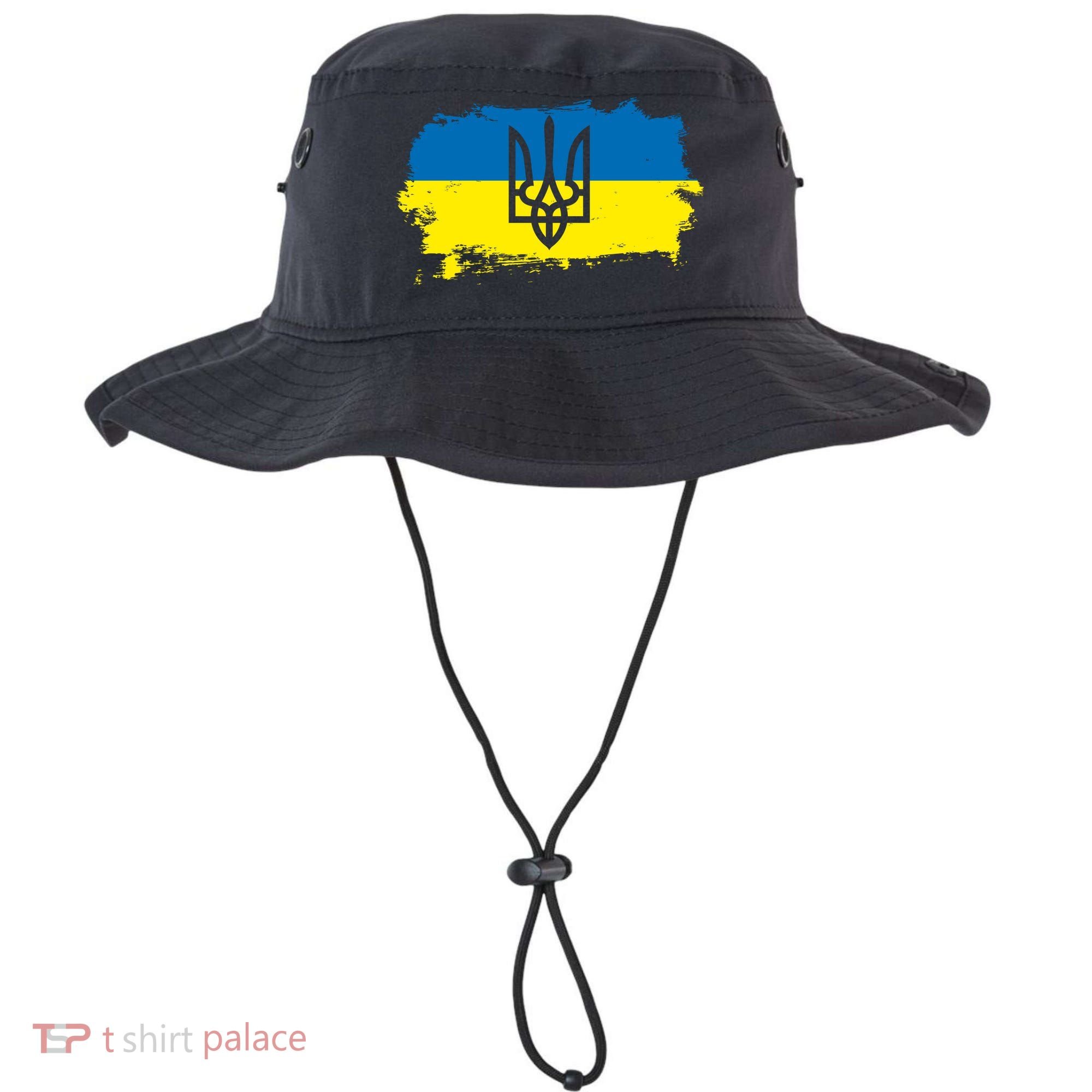Stand With Ukraine Painted Distressed Ukrainian Flag Symbol Bucket Hat