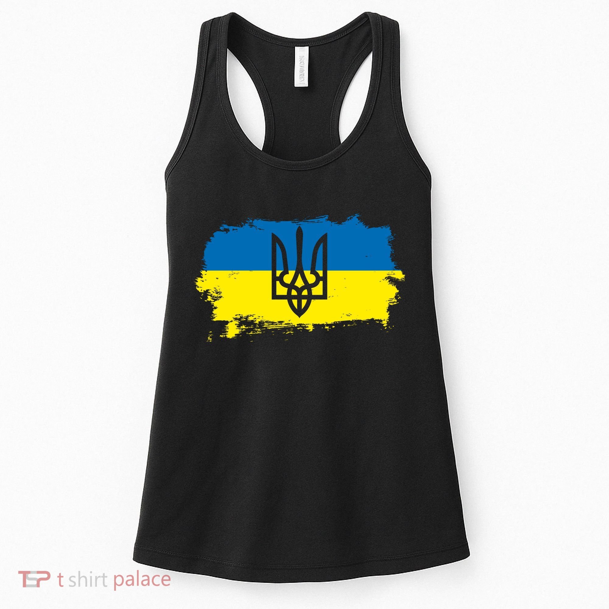 Stand With Ukraine Painted Distressed Ukrainian Flag Symbol Women's Tank Top