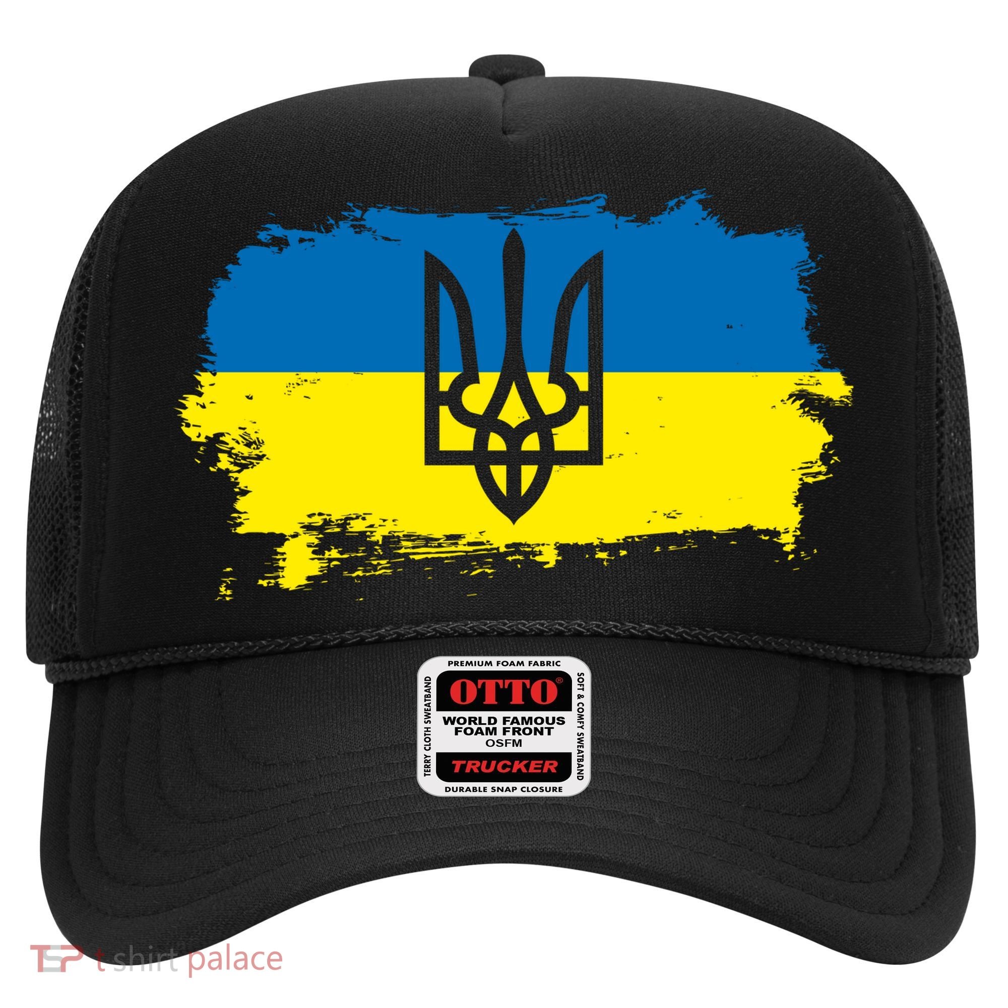 Stand With Ukraine Painted Distressed Ukrainian Flag Symbol Hat