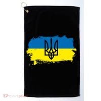 Stand With Ukraine Painted Distressed Ukrainian Flag Symbol Golf Towel thumb 0