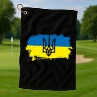 Stand With Ukraine Painted Distressed Ukrainian Flag Symbol Golf Towel thumb 1