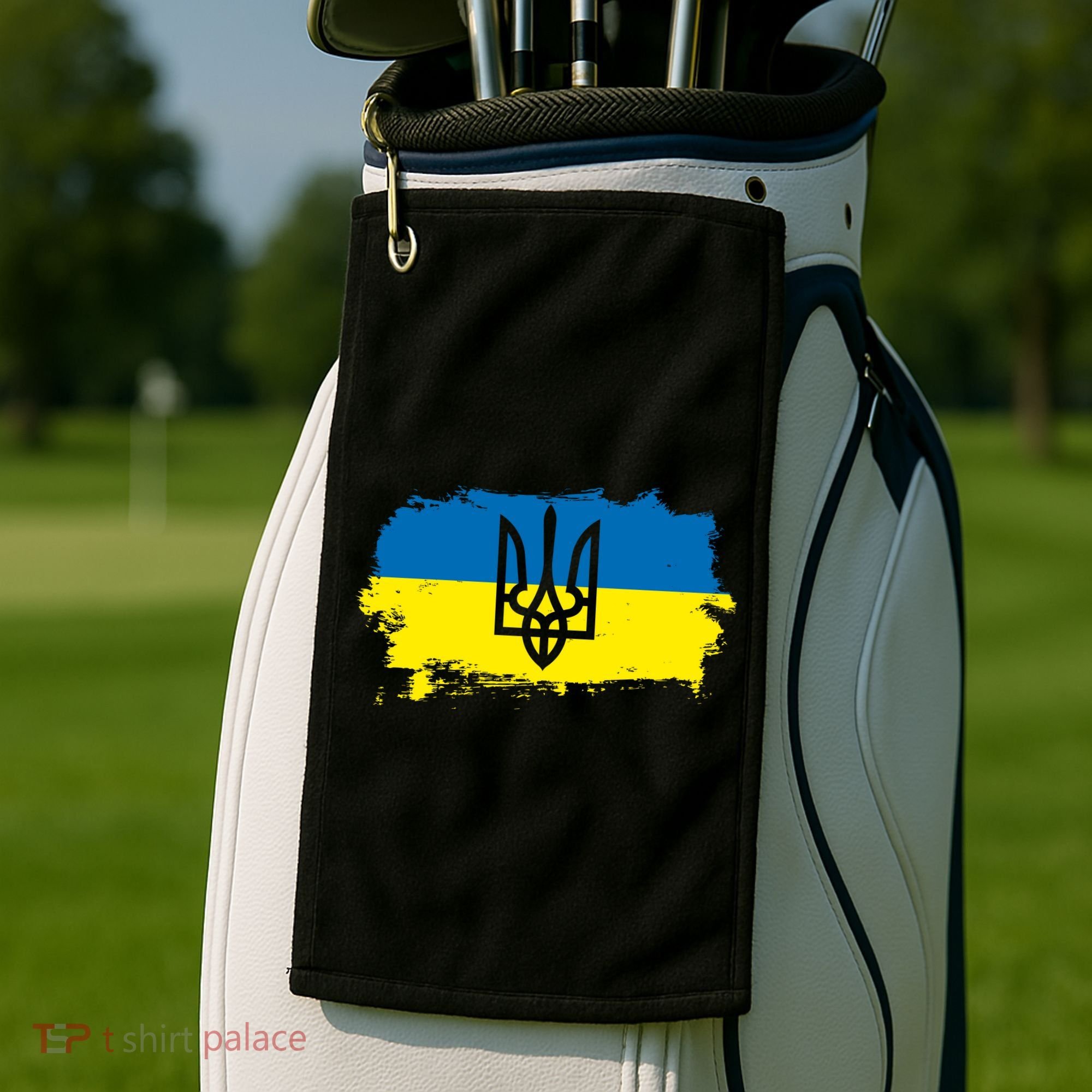 Stand With Ukraine Painted Distressed Ukrainian Flag Symbol Golf Towel