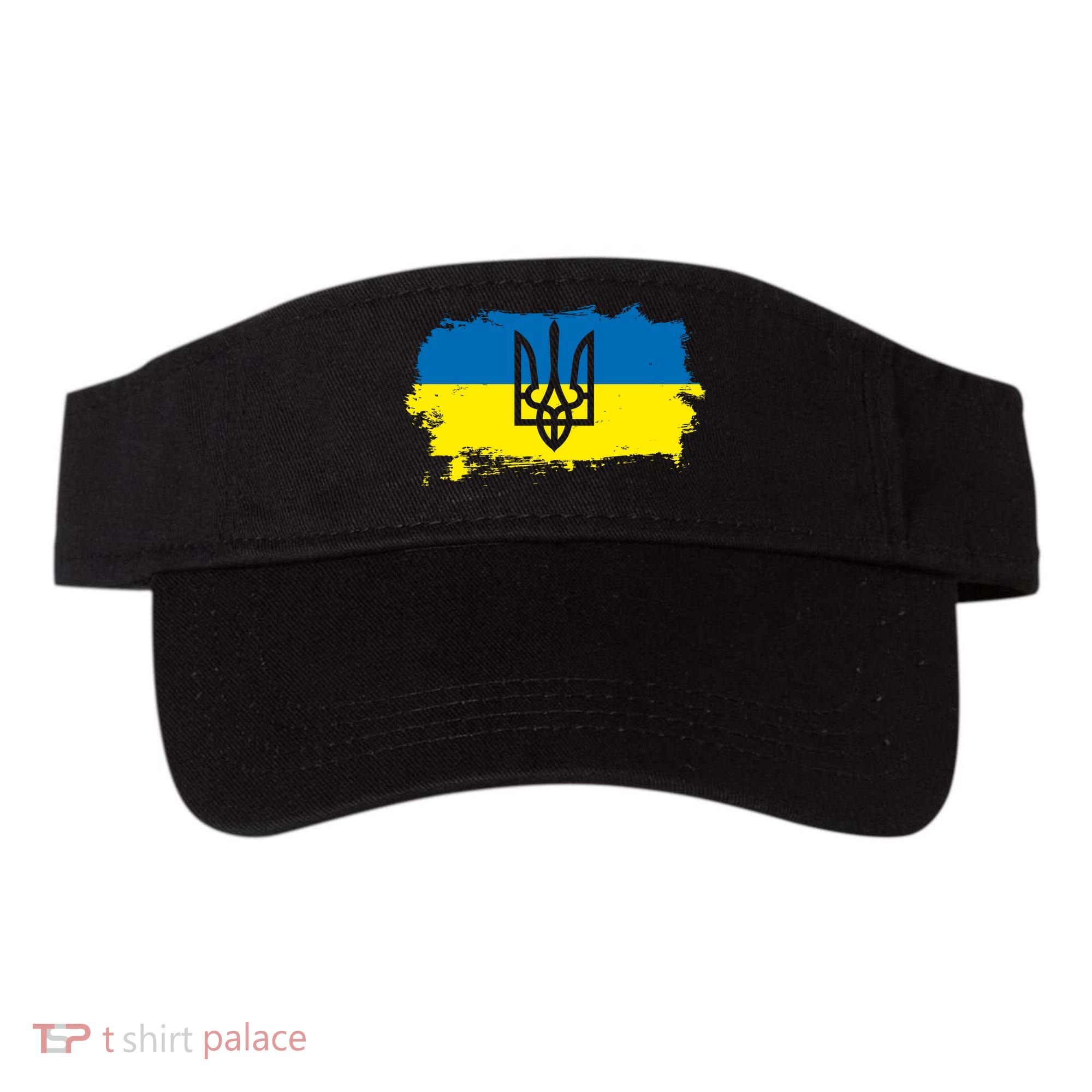Stand With Ukraine Painted Distressed Ukrainian Flag Symbol Visor
