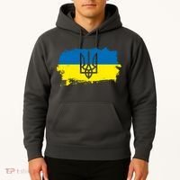 Stand With Ukraine Painted Distressed Ukrainian Flag Symbol Hoodie thumb 2