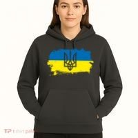 Stand With Ukraine Painted Distressed Ukrainian Flag Symbol Hoodie thumb 5