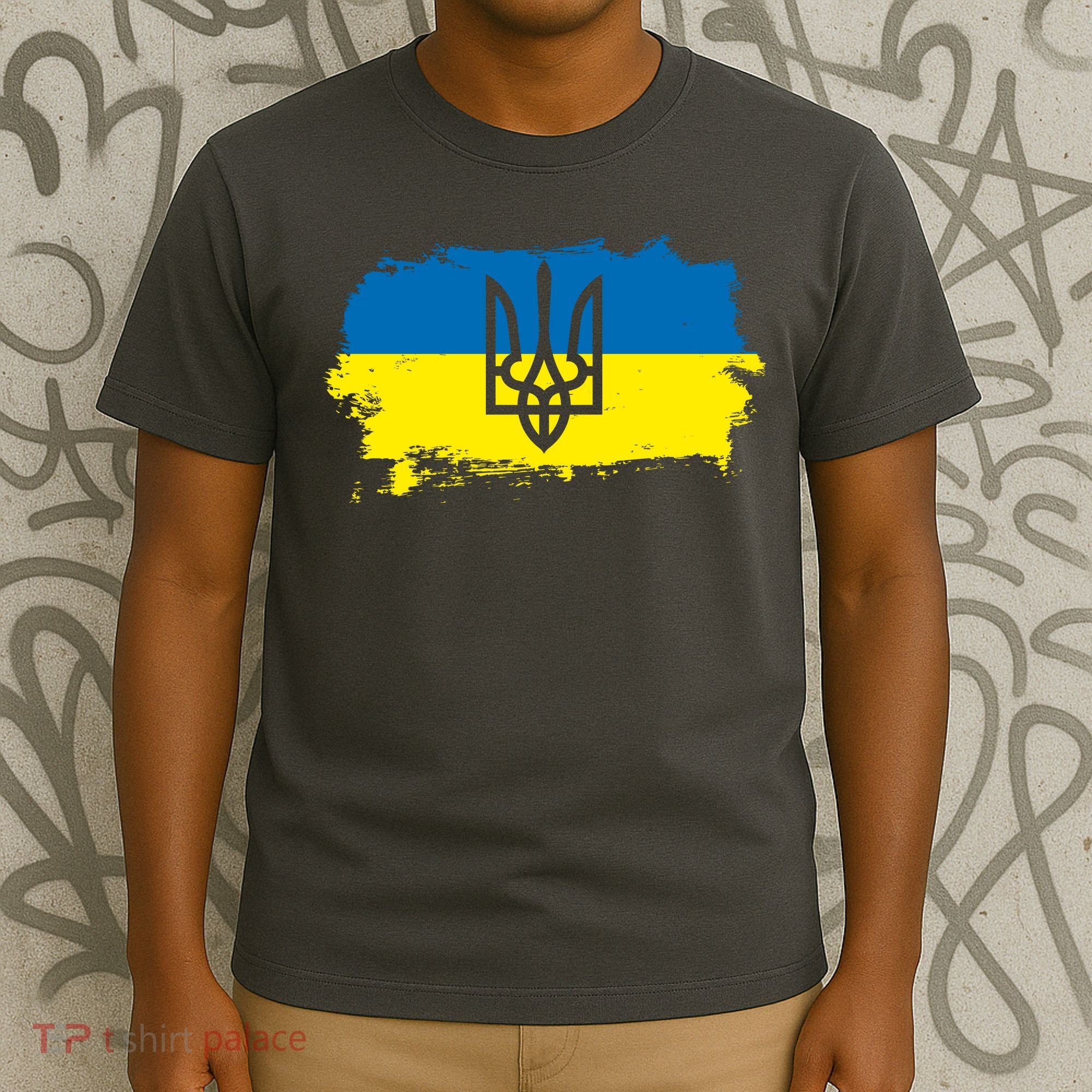 Stand With Ukraine Painted Distressed Ukrainian Flag Symbol T-Shirt