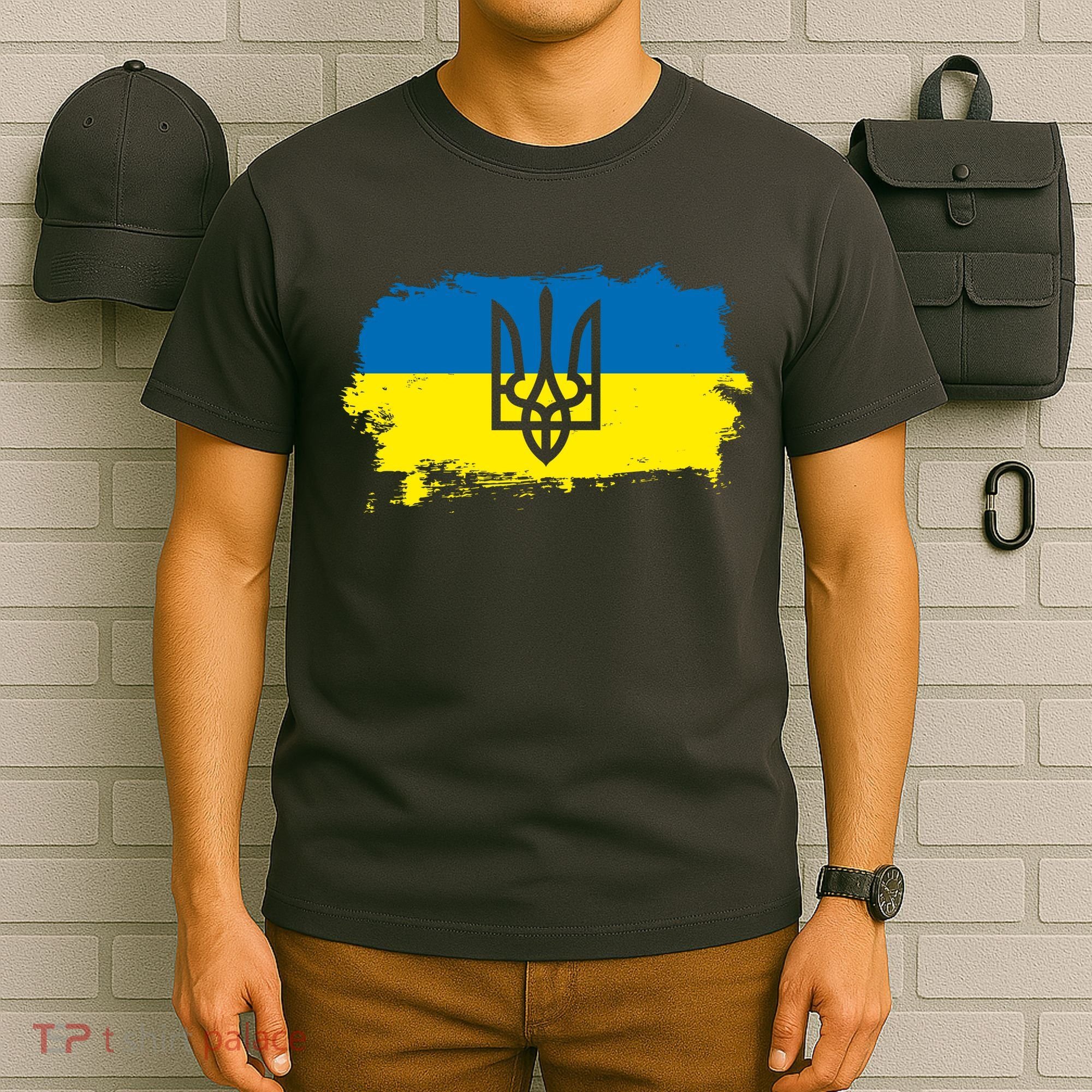 Stand With Ukraine Painted Distressed Ukrainian Flag Symbol T-Shirt