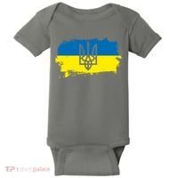 Stand With Ukraine Painted Distressed Ukrainian Flag Symbol Baby Bodysuit thumb 0