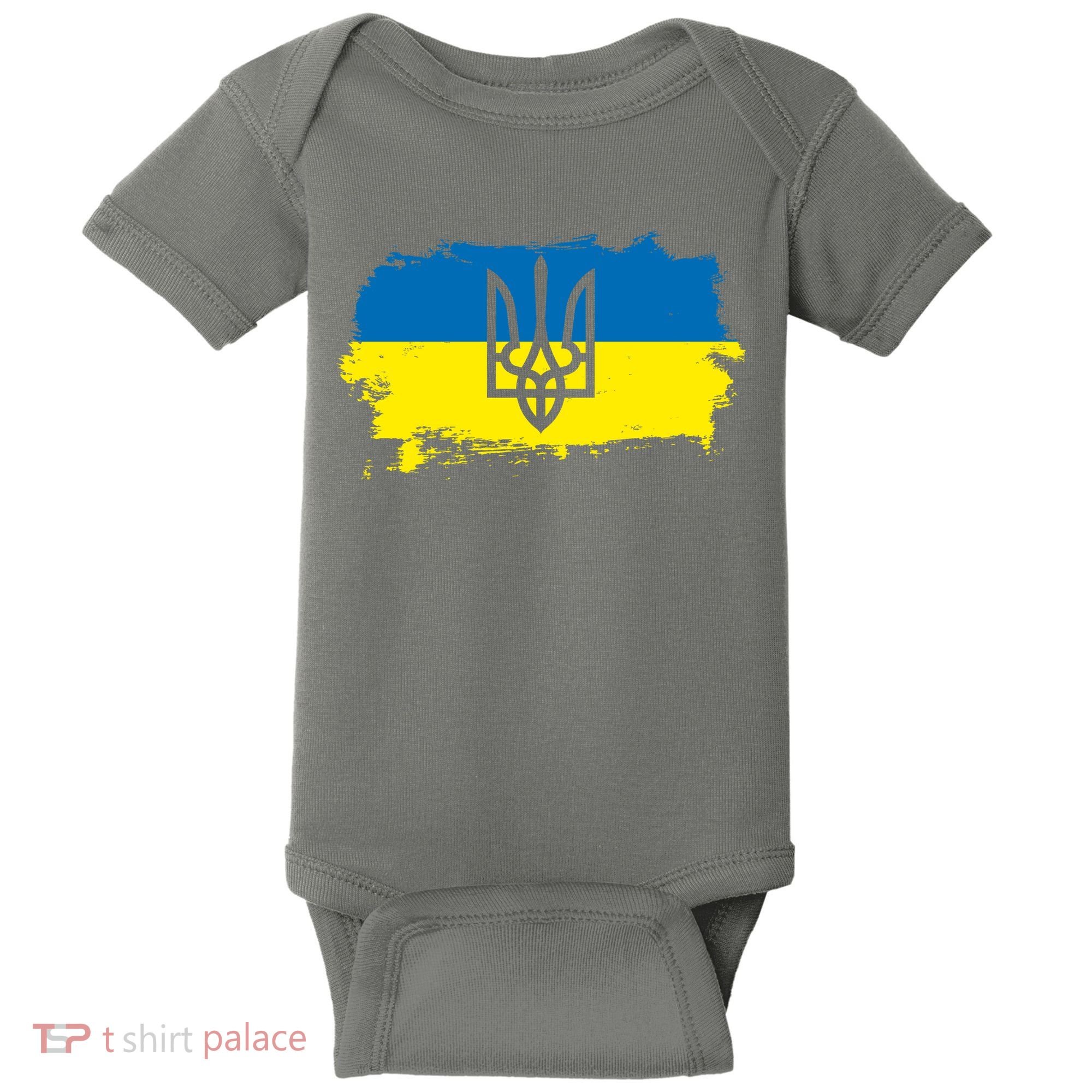 Stand With Ukraine Painted Distressed Ukrainian Flag Symbol Baby Bodysuit