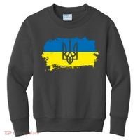 Stand With Ukraine Painted Distressed Ukrainian Flag Symbol Kids Sweatshirt thumb 0