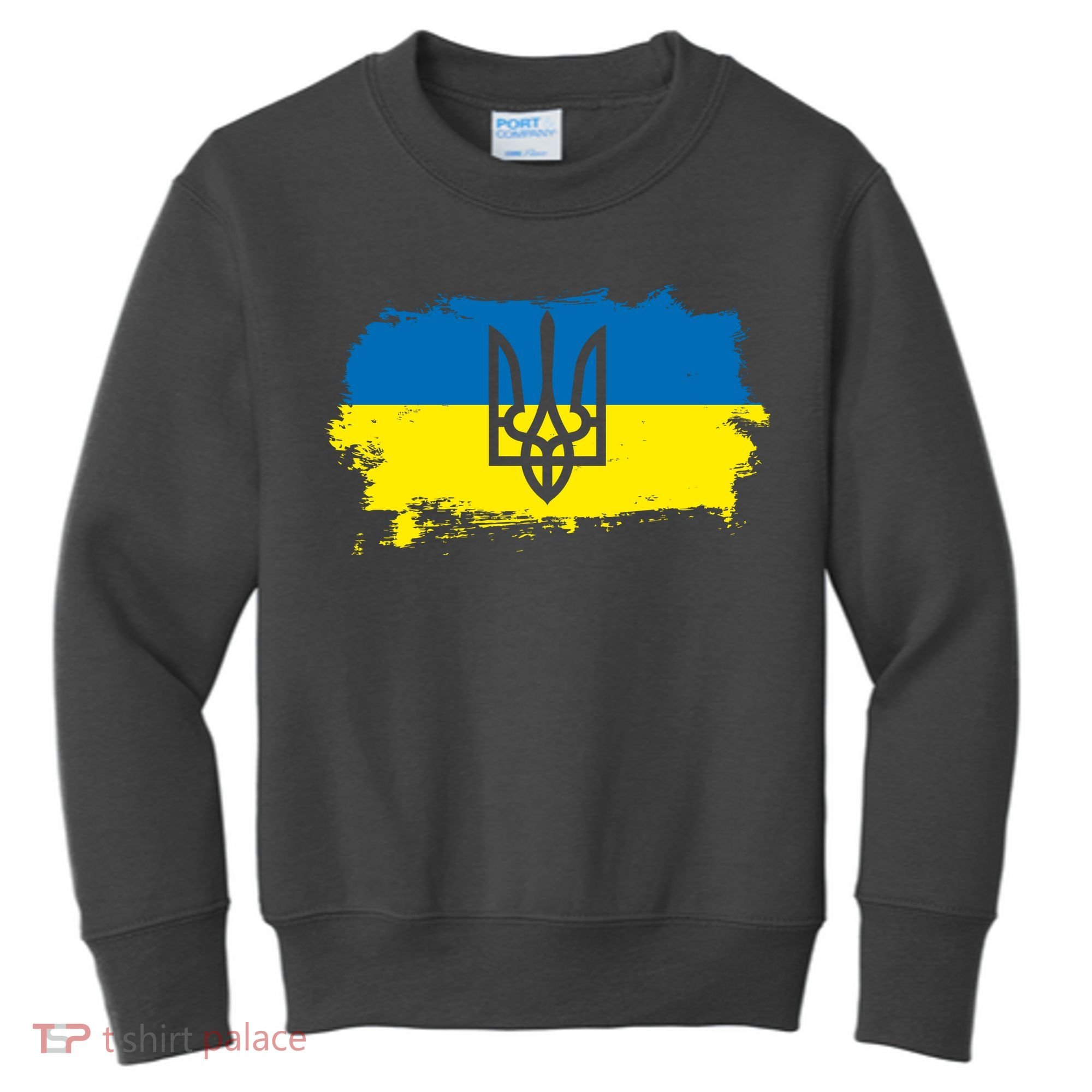 Stand With Ukraine Painted Distressed Ukrainian Flag Symbol Kids Sweatshirt