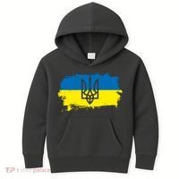 Stand With Ukraine Painted Distressed Ukrainian Flag Symbol Kids Hoodie thumb 0
