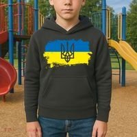 Stand With Ukraine Painted Distressed Ukrainian Flag Symbol Kids Hoodie thumb 2