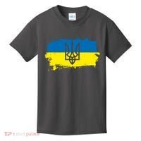 Stand With Ukraine Painted Distressed Ukrainian Flag Symbol Kids T-Shirt thumb 0