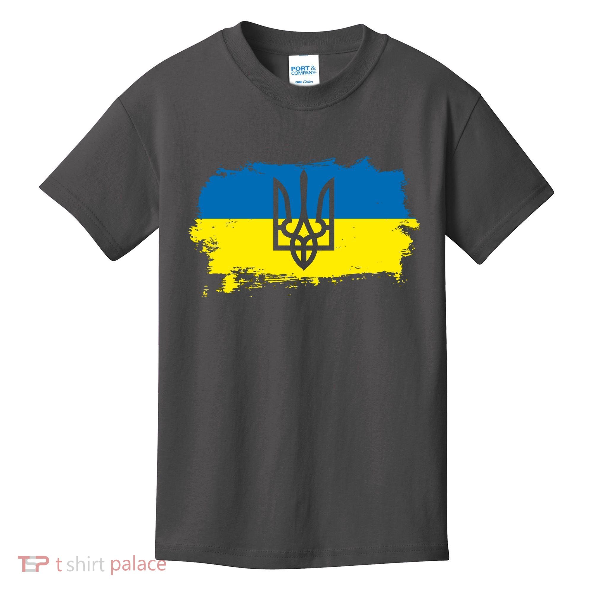 Stand With Ukraine Painted Distressed Ukrainian Flag Symbol Kids T-Shirt