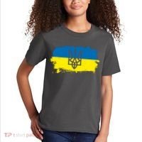 Stand With Ukraine Painted Distressed Ukrainian Flag Symbol Kids T-Shirt thumb 2