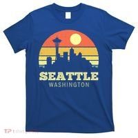 Seattle Washington Vintage Sunset City Needle Retro Style Funny Gift T-Shirt thumb 0