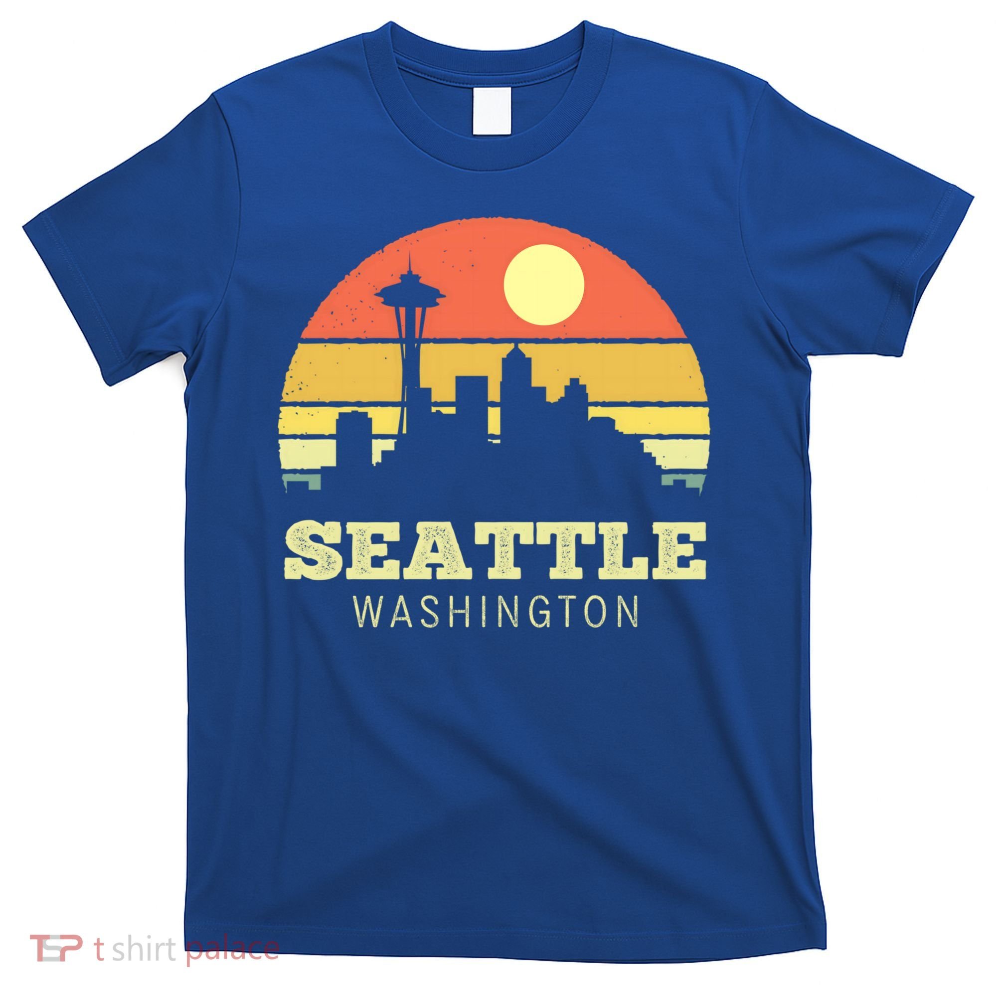 Seattle Washington Vintage Sunset City Needle Retro Style Funny Gift T-Shirt