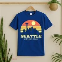 Seattle Washington Vintage Sunset City Needle Retro Style Funny Gift T-Shirt thumb 2