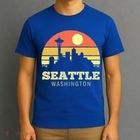 Seattle Washington Vintage Sunset City Needle Retro Style Funny Gift T-Shirt thumb 3