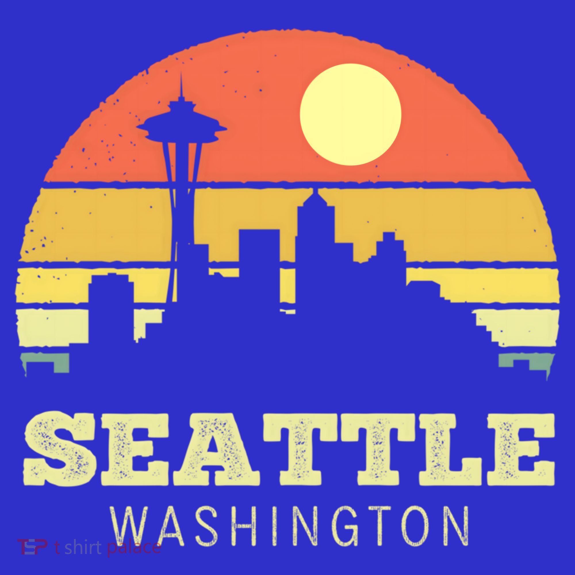 Seattle Washington Vintage Sunset City Needle Retro Style Funny Gift T-Shirt