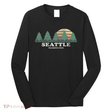 Seattle Wa Vintage Throwback Retro 70s Design Long Sleeve Shirt