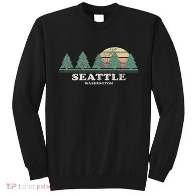 Seattle Wa Vintage Throwback Retro 70s Design Sweatshirt