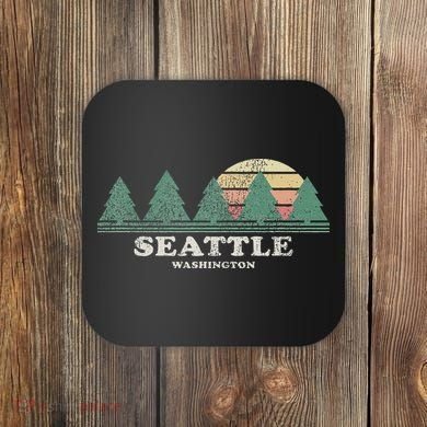 Seattle Wa Vintage Throwback Retro 70s Design Coaster