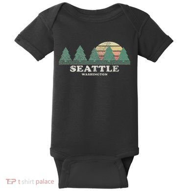 Seattle Wa Vintage Throwback Retro 70s Design Baby Bodysuit