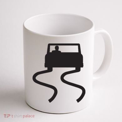 Slippery When Wet Caution Roadside Sign Coffee Mug back