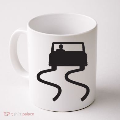 Slippery When Wet Caution Roadside Sign Coffee Mug