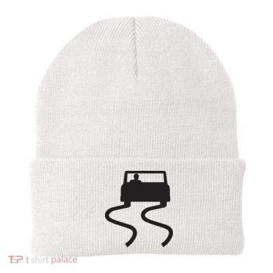 Slippery When Wet Caution Roadside Sign Beanie