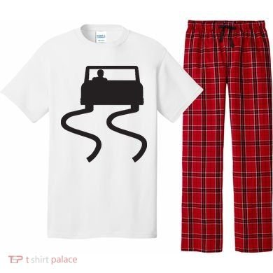 Slippery When Wet Caution Roadside Sign Pajama Set