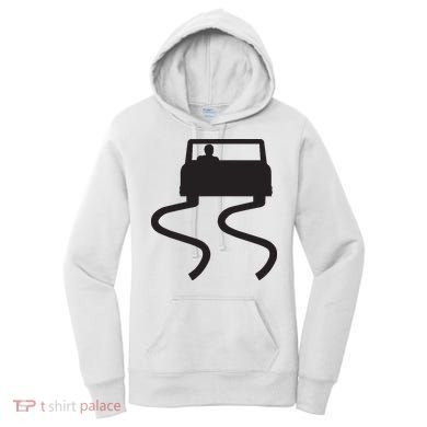 Slippery When Wet Caution Roadside Sign Women's Hoodie