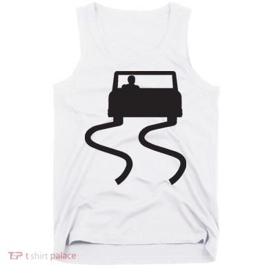 Slippery When Wet Caution Roadside Sign Tank Top