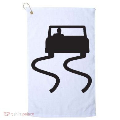 Slippery When Wet Caution Roadside Sign Golf Towel