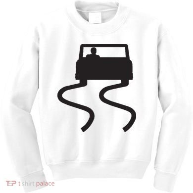 Slippery When Wet Caution Roadside Sign Kids Sweatshirt