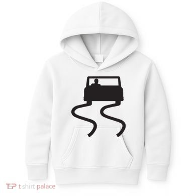 Slippery When Wet Caution Roadside Sign Kids Hoodie