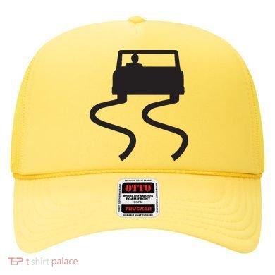 Slippery When Wet Caution Roadside Sign Hat