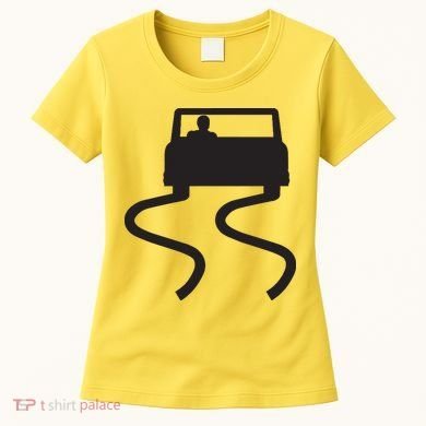 Slippery When Wet Caution Roadside Sign Women's T-Shirt