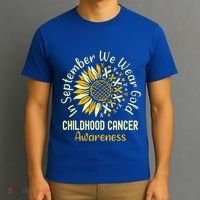 September We Wear Gold Sunflower Childhood Cancer Awareness T-Shirt thumb 3
